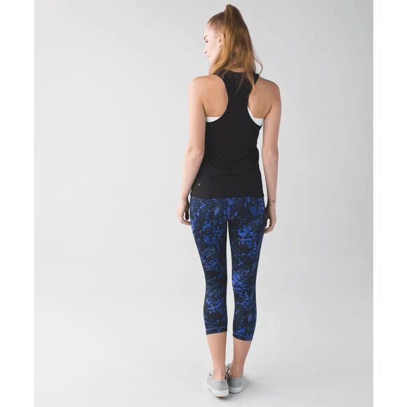 Lululemon Wunder Under Crop Leggings II Full-On Luon Floral Iris Blue Purple 8 - Picture 7 of 9